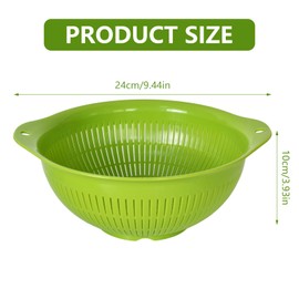 2 Plastic Colander – BPA-Free Kitchen Sieve with Handles for Washing Vegetables, Salad & Pasta | Large 24cm Drainer Basket | Dishwasher Safe & Stackable