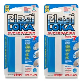 2 Plastilina Plastiloka De 20g Azul Secado Rapido Epoxica Azul Acero