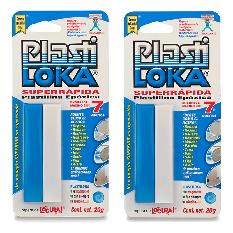 2 Plastilina Plastiloka De 20g Azul Secado Rapido Epoxica Azul