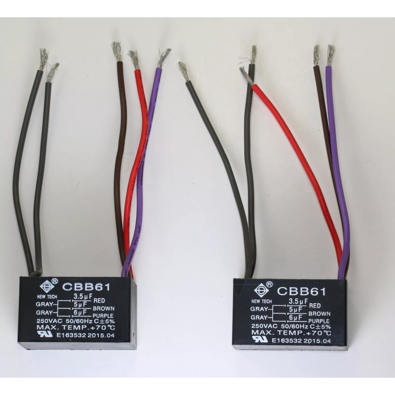 NewTech CEILING FAN CAPACITOR CBB61 3.5uf+5uf+6uf 5WIRE QTY 2