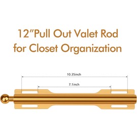 FIRJOY 12" Valet Rod for Closet Pull Out (1 Pack, Orange)
