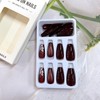 Red Press on Nails Medium Ballet Shaped Flower Fake Nails