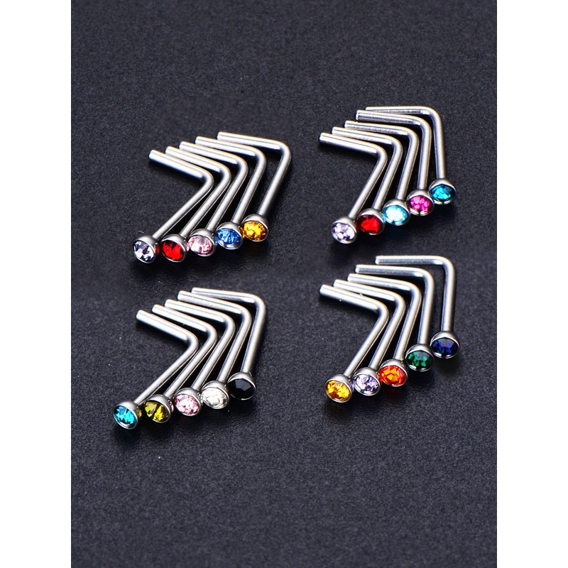 Mudder 20 Pieces Curved Nose Stud Stainless Steel Nose Ring