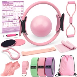 LarFaFa Pilates Kit, Pilates Equipment Ring and Ball Set, Home Pilates Workout Kit, Pilates Essentials Kit for Women, Pilates Set, Pilates Starter Kit for Women at Gym Studio Travel