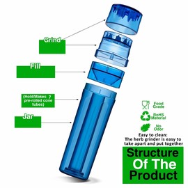 Contenedor de almacenamiento de relleno de cargador de conos, conos preenrollados, molinillo de especias de plástico, torre de flores