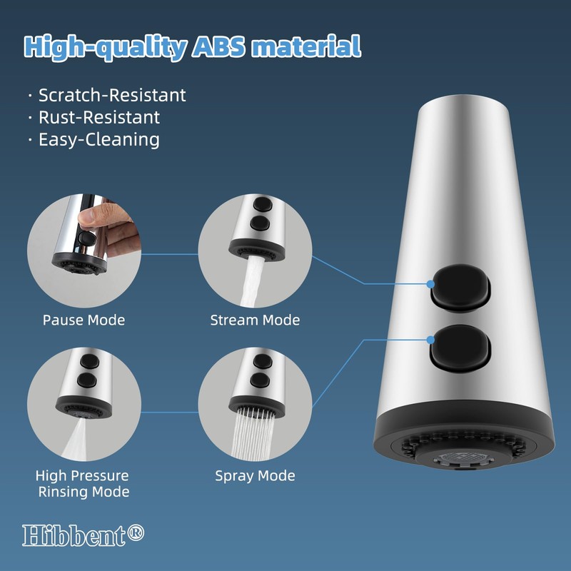 Hibbent Pull Down Kitchen Faucet Head Replacement, 4-Function Kitchen Sink