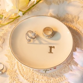 Soporte de anillo de cerámica para joyas, bandeja de joyería, plato de anillo, decoración estética de la habitación, regalos de compromiso, regalos de