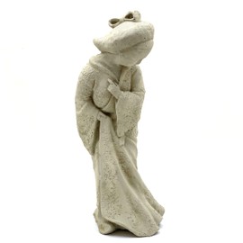 Designer Stone Vintage Bowing Geisha Statue-Solid Stone, Sealed for Outdoor Use, Handcrafted in The USA (Classic)