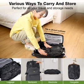 Zurligi Vacuum Bags for Travel with Pump, Vacuum Compression Bag with Adjustable Shoulder Strap, IP67 Reusable Vacuum Packing Cubes for Luggage, Backpack, Suitcase, Yoga, Swim, Beach