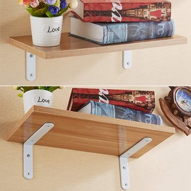 SAYAYO EJ5218W-2P Angle Shelf, Stainless Steel White Multifunctional Metal Angle 90 Degree for Wall Mount Shelf, Corner Shelf, Wooden Furniture, 2 Pieces Shelf Bracket 250 x 150