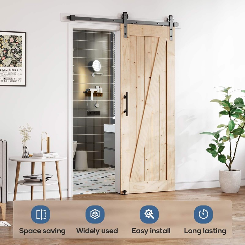 EaseLife 5FT Sliding Barn Door Hardware Track Kit & Handle,Big
