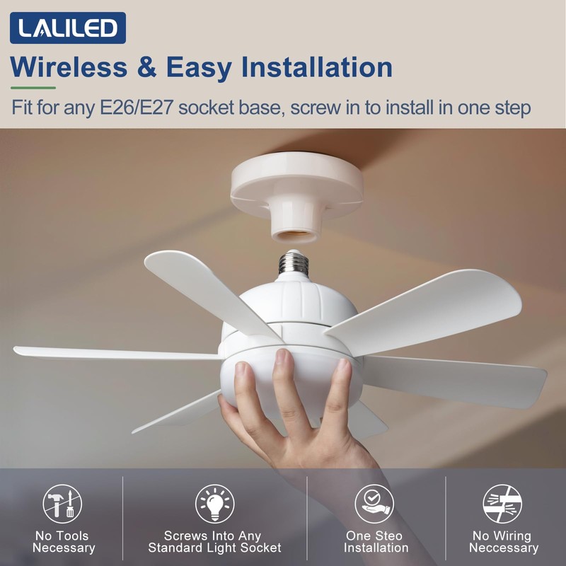 Laliled Ceiling Fan with Light – Socket Fan Light with