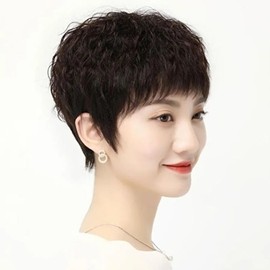 Short hair wig curly middle aged women wig-WFIJ0JL black / 단발 가발 곱슬머리 중년 여성 가발-WFIJ0JL 블랙