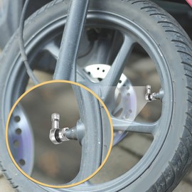 X AUTOHAUX Pair Silver Tone Aluminum Alloy 90 Degree Universal Motorcycle Wheel Rim Vacuum Tire Valve Stems Caps 11.3mm