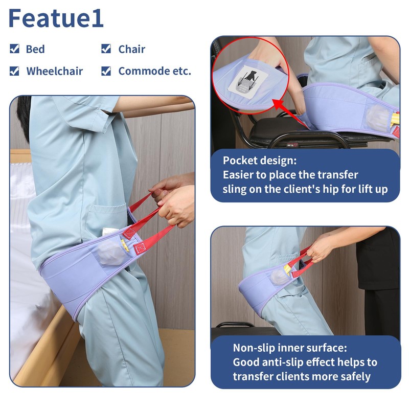 Ehucon Transfer Sling for Elderly/Disabled,Transfer Belt with Handles,Easy Transfer Belts