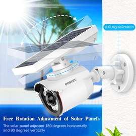 (Wire Free Solar Motion Light) Motion Sensor Solar Powered Outdoor Wireless Fake Camera Brightest Floodlights Spot Lighting Spotlight Home Security LED Lights Defiant Activated Detector