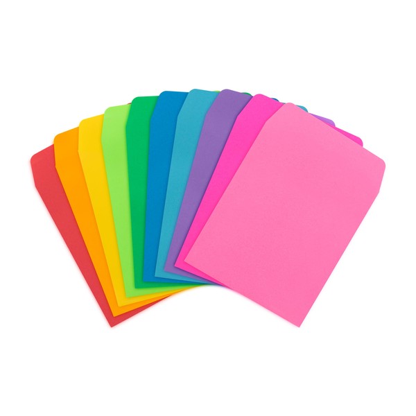 Hygloss Products Library Card Pockets - Perfect for Classroom, Arts & Crafts & Much More - Non-Adhesive - 3.5” x 5” - 3 Each of 10 Bright Colors - Pack of 30 Pockets