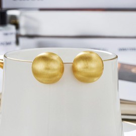 Aloluo Half Ball Dome Stud Earrings for Women Gold Plated Hypoallergenic Nickel Free Round Post Studs Minimalist Simple Fashion Boho Mother's Day Birthday Jewelry Gifts