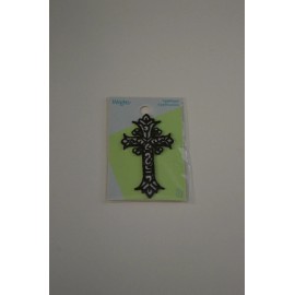 Wright Applique- Iron On - Gothic Black and White Cross