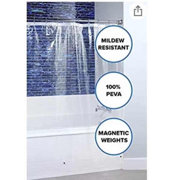 Unbranded CLEAR MILDEW RESISTANT LIGHTWEIGHT PEVA SHOWER CURTAIN MAGNETIC LINER