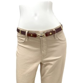 Estimation Women's Thin Rubber Belt, Made in Japan, Gold Buckle, 0.8 inch (20 mm) Wide, Bit Belt, Cute, Stylish, Women's, Large Size, Jeans, Dress 0.8 inches (20 mm) (D,BROWN), D, BROWN