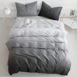 Houseri Dark Grey Comforter Set California King Gradient Light Gray Bedding Sets Cal Size Silver Charcoal Men Women Comforters 2-grey Gradient