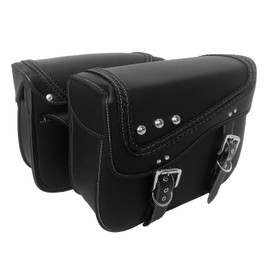 MOTLTECH Motorcycle Saddlebags, Studded and Braided Saddle Bags Synthetic Leather Universal for Harley Cruiser Bobber Suzuki Yamaha Kawasaki