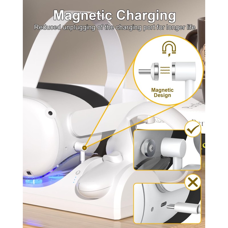 VR Charging Dock for Meta Quest 2, TanReginal Magnetic Charging