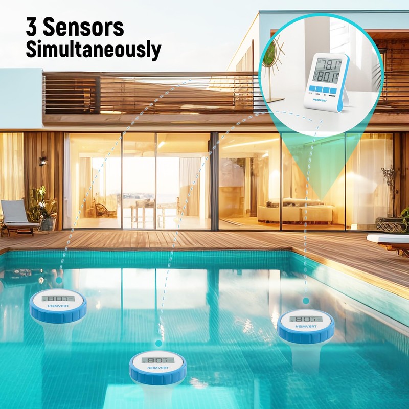 HEIMVERT Wireless Digital Pool Thermometer – Floating, Easy-to-Read Display, IPX8
