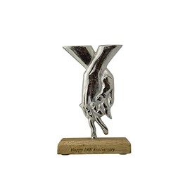 19th Anniversary Holding Hands Decoration – Free Standing Rustic Metal & Wooden Decoration (hsshands19)