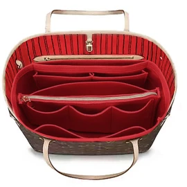 OMYSTYLE Red Slender Large Organizer Insert, Felt Tote Bag Organizer Insert with 5 Sizes, Handbag Dividers for Inside Purse, Compatible with Longchamp, Neverful, Speedy and More