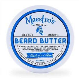 Maestro's Classic BEARD BUTTER | Anti-Itch, Extra Soothing, Hydrating Beard Creme For All Beard Types & Lengths- Mark of a Man Blend, 2 Ounce