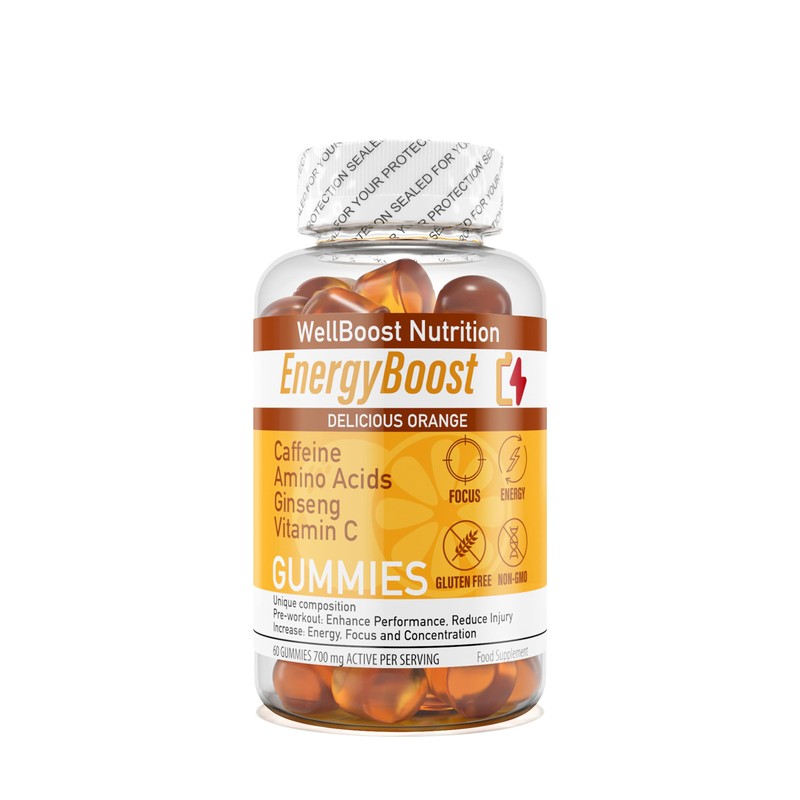 WellBoost Energy Boost - Pre Workout, Caffeine, Ginseng, VIT C,