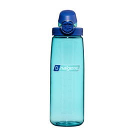 Nalgene Sustain Tritan BPA-Free On The Fly Water Bottle Made with Material Derived from 50% Plastic Waste, 24 OZ, Blue with Aqua