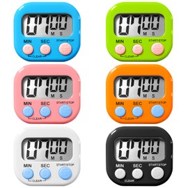 Pack of 6 Digital Kitchen Timer Egg Timer, Digital Magnetic Stopwatch Kitchen Timer Loud Alarm Countdown Timer Kitchen with LCD Stand for Cooking Baking Students Children Sports Classroom Timer