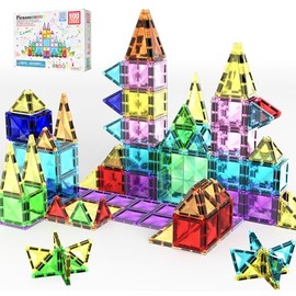 PicassoTiles 100 Piezas Bloques Magnéticos, Juguete Educativo Stem de Viaje