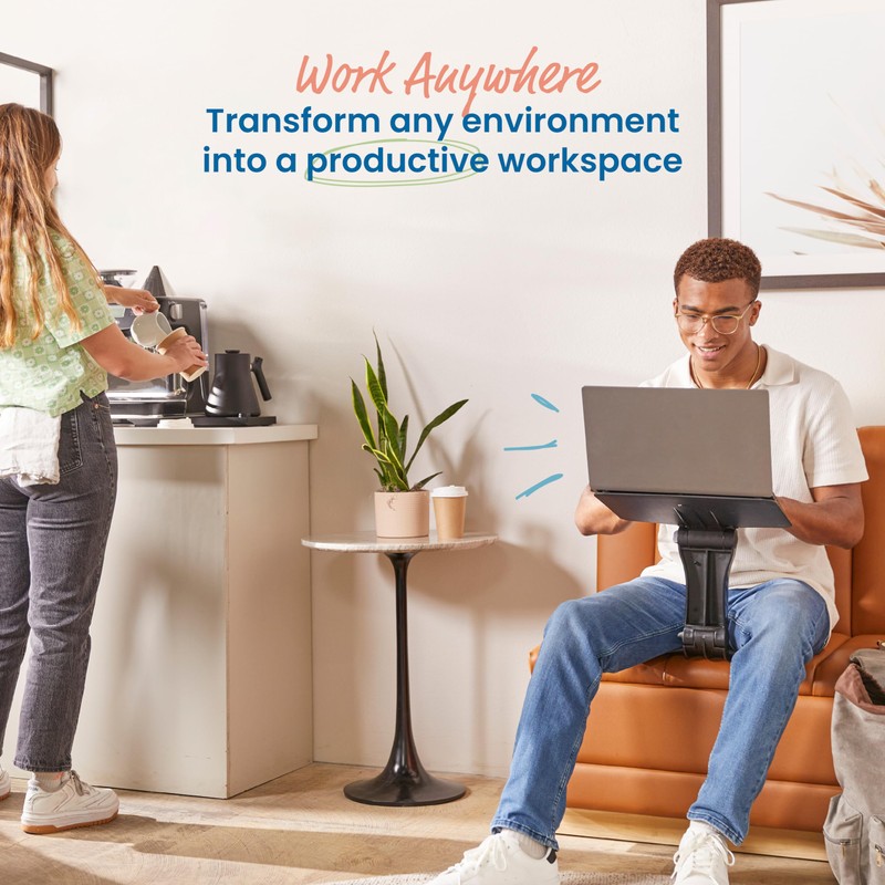 ECR4Kids The Surf Folding Portable Lap Desk, Flexible Seating, Black