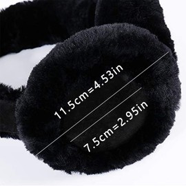 MaxW Winter Wool Ear Muffs for Men and Women Cute Fluffy Earmuffs Soft Cozy Outdoor Ear Warmer Black