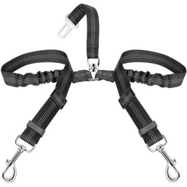 Pet leash Double head reflective nylon dogs leash Small dog Large explosion-proof impact one tow two elastic rope,dogs car seat belt,dog car harness seat belt