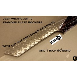 J & O Carts Parts Fits Jeep Wrangler TJ Alum Diamond Plate Side Rocker Panel Cut Out Set With Bend