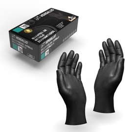 VENSALUD | Diamond Nitrile Gloves | Extra Strong and Resistant | For Mechanical Workshops, Gardening, Kitchen, Assembly, Veterinary, Cleaning | Latex Free | 50 units | Black | S