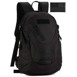 Protector Plus Tactical Motorcycle Backpack Small Military Cycling Daypack Army Assault Pack Bug Out Bag Hiking Camping Rucksack (Patch Included),Black