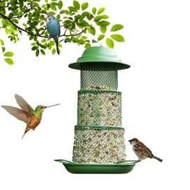 Kaizuca Hanging Bird Feeders, Weatherproof Metal Bird Feeder for Small Birds, Bird Feeding Station, Foldable Bird Feeder for Hanging, Suitable for Balcony and Garden