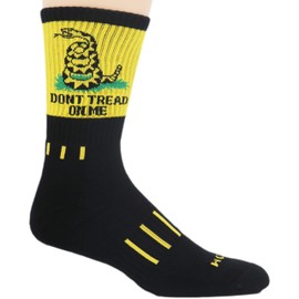 MOXY Socks Black with Yellow Don't Tread on Me! USA Performance Crew Socks