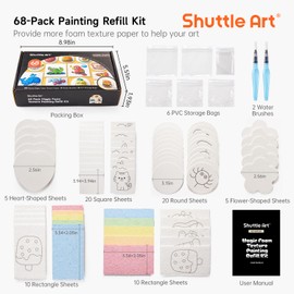 Shuttle Art 68 Pcs Magic Foam Texture Painting Refill Paper Kit - 60 Sheets of Upgraded Foam Texture Paper for a Magical 3D Effect