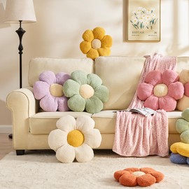 XIAIJIA Flower Pillow Flower Shaped Pillow Cushion Decorative Daisy Pillow for Bed Cute Throw Pillow Flower Floor Pillow Soft Seat Cushion Cream Flower Cushion 15.7"