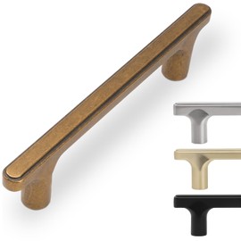 KOMOTIA 10 Pack 3-3/4 Inch(96mm) Cabinet Pulls Antique Brass Kitchen Cabinet Handles Vintage Drawer Zinc Alloy Drawer Pulls Solid Cabinet Hardware