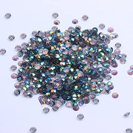 MajorCrafts 2000pcs 4mm ss16 Transparent AB Flat Back Round 14 Facets Resin Rhinestones Arts and Crafts Embellishment Gems (Clear Grey AB T17)