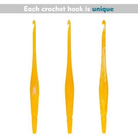 Ommi Ergonomic Handle Crochet Hooks | Handcrafted 7’’ Crochet Hook | Knitting Needle, Craft Yarn Weave | Best Gift! (Yellow, 6 mm)