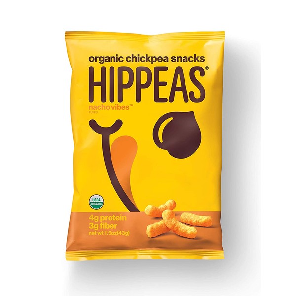 HIPPEAS Organic Chickpea Puffs + Nacho Vibes | 1.5 ounce, 12 count | Vegan, Gluten-Free, Crunchy, Protein Snacks